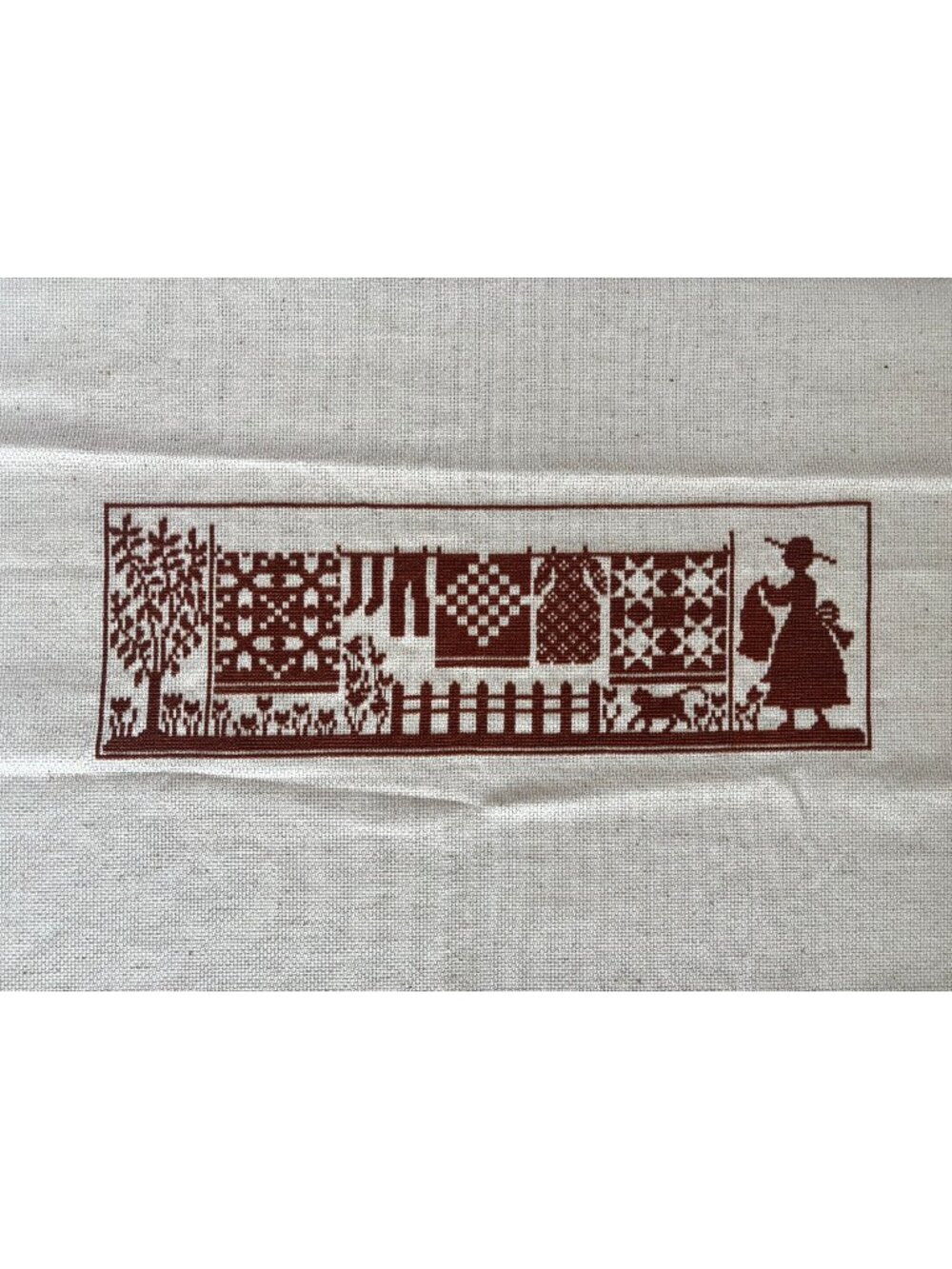 Wash Day Finished Counted Cross Stitch Silhouette Vintage Whimsical Quilts